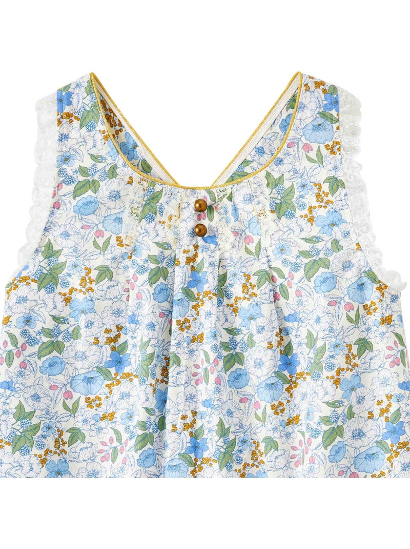 Blouse  Fleurie   à Bretelles Croisées  ANAÏS - La Faute à Voltaire Bleu - Kiabi
