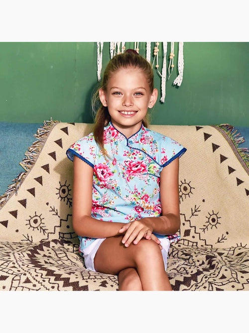 Blouse    Fleurie  à Col Mao  ANNAM - La Faute à Voltaire - Kiabi