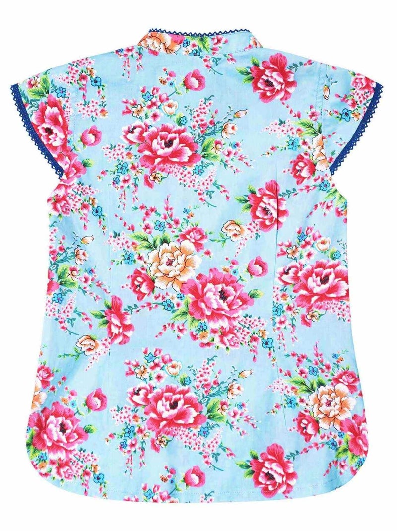 Blouse    Fleurie  à Col Mao  ANNAM - La Faute à Voltaire Bleu - Kiabi