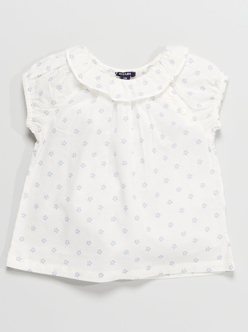 Blouse fleurie à collerette Blanc - Kiabi
