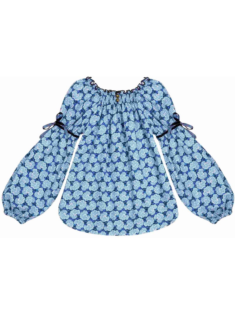 Blouse  Fleurie   à Manches Longues  CHIMENE - La Faute à Voltaire Bleu Bleu marine - Kiabi