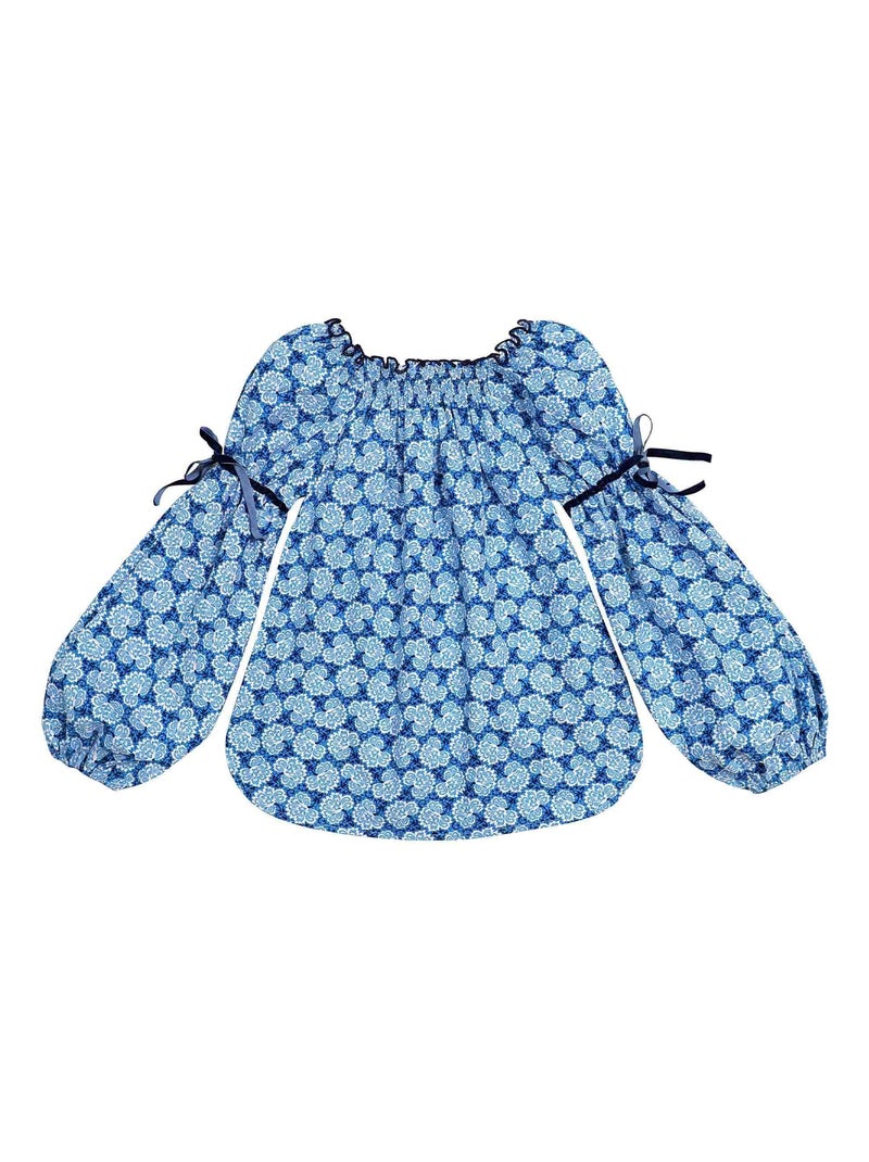 Blouse  Fleurie   à Manches Longues  CHIMENE - La Faute à Voltaire Bleu Bleu marine - Kiabi