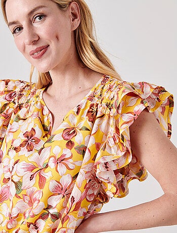 Blouse fleurie à volants - damart