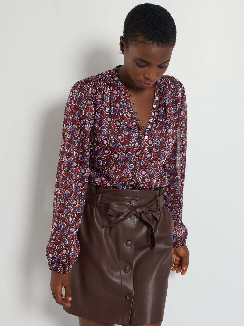 Blouse fleurie bordeaux - Kiabi