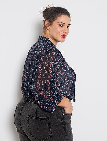 Blouse fleurie col lavallière - Kiabi
