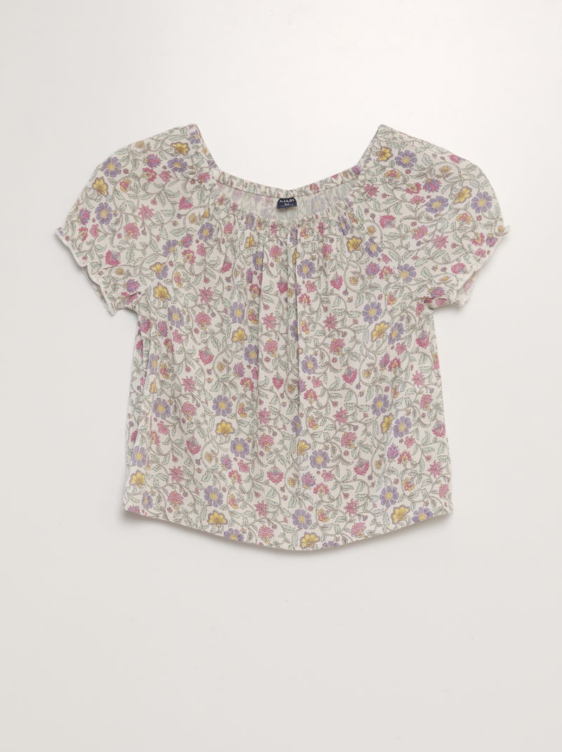 Blouse fleurie Ecru rose - Kiabi