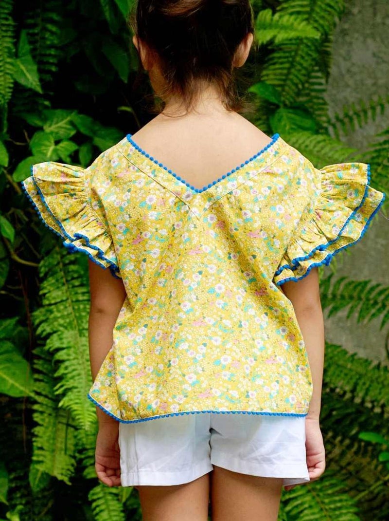 Blouse  Fleurie  et  roi à Manches Papillons  BUTTERFLY - La Faute à Voltaire Jaune - Kiabi