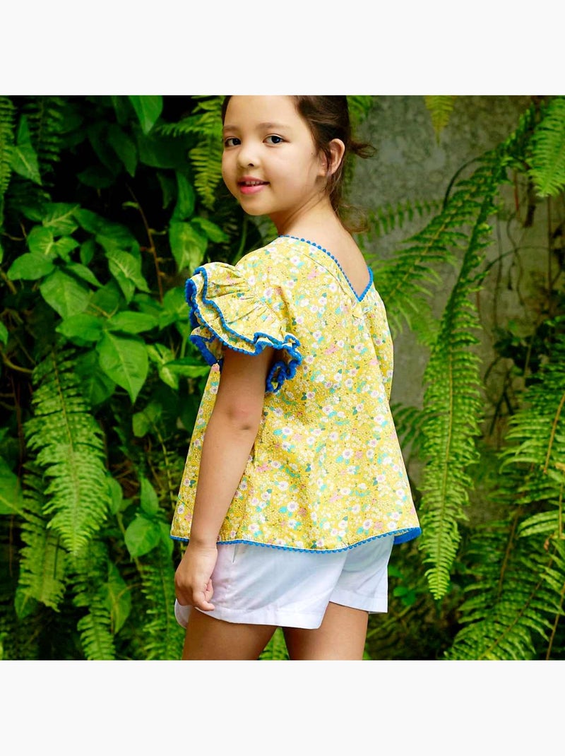 Blouse  Fleurie  et  roi à Manches Papillons  BUTTERFLY - La Faute à Voltaire Jaune - Kiabi