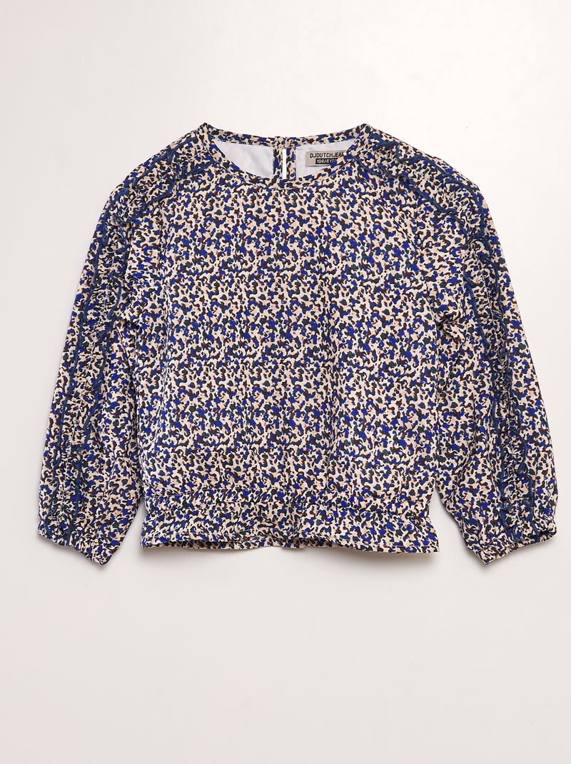 Blouse fleurie et volantée Bleu - Kiabi