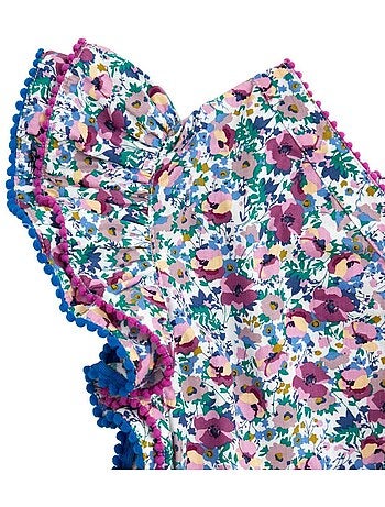 Blouse Fleurie Fille Violette Bleu Roi Manches Papillons BUTTERFLY - La Faute à Voltaire