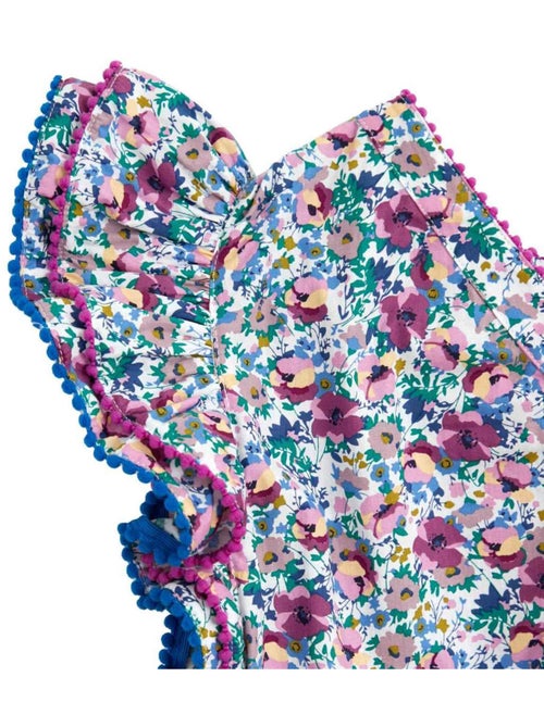 Blouse Fleurie Fille  Violette Bleu Roi  Manches Papillons  BUTTERFLY - La Faute à Voltaire - Kiabi