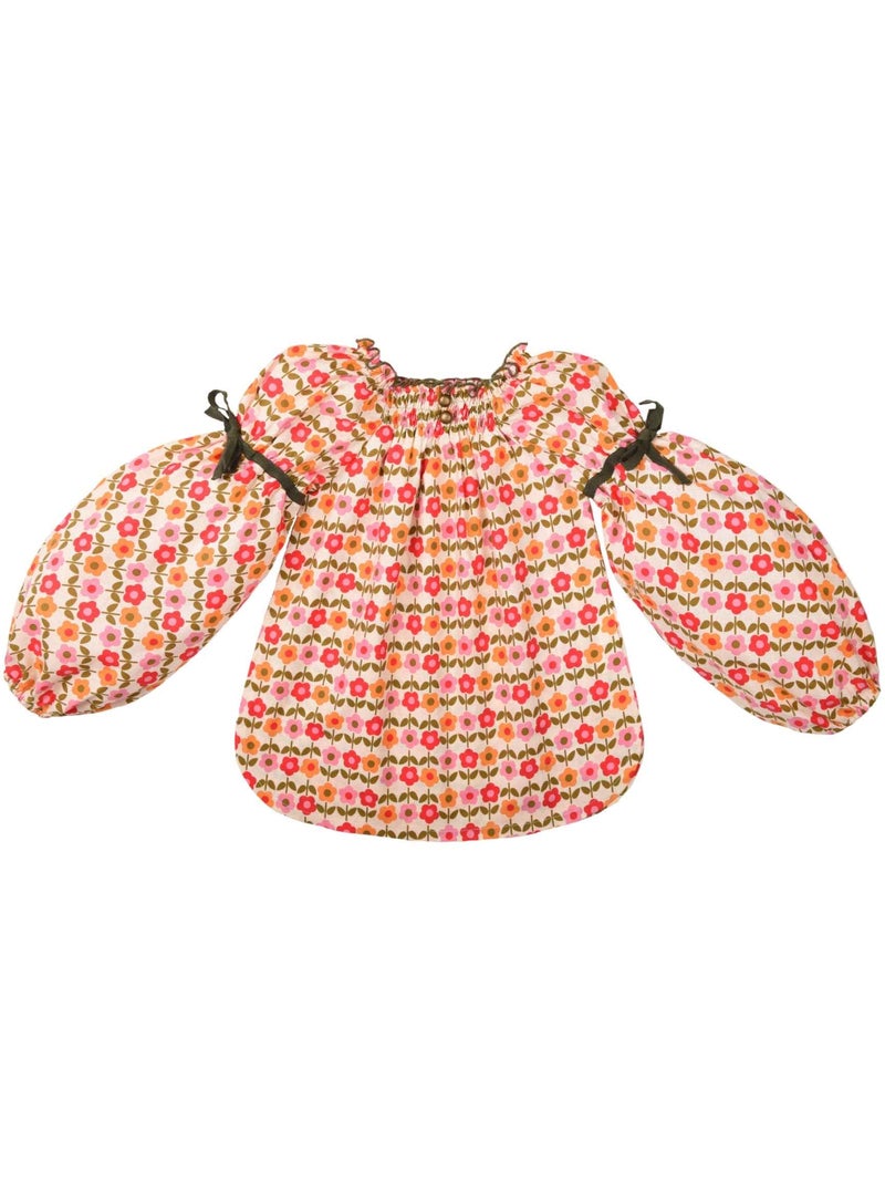 Blouse Fleurie Hiver   Fleuri   Col Smocks  CHIMENE - La Faute à Voltaire Orange - Kiabi