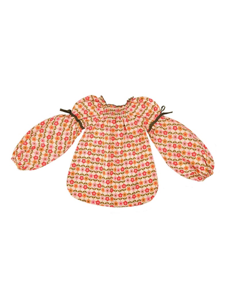 Blouse Fleurie Hiver   Fleuri   Col Smocks  CHIMENE - La Faute à Voltaire Orange - Kiabi