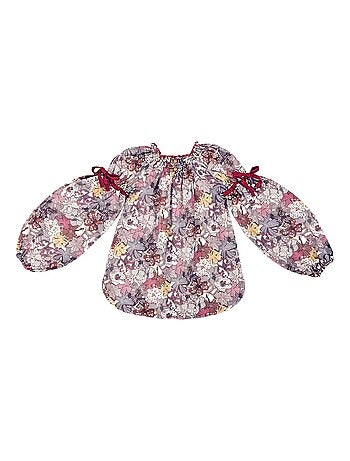Blouse Fleurie Intersaison Fleurie Col Smocks CHIMENE - La Faute à Voltaire
