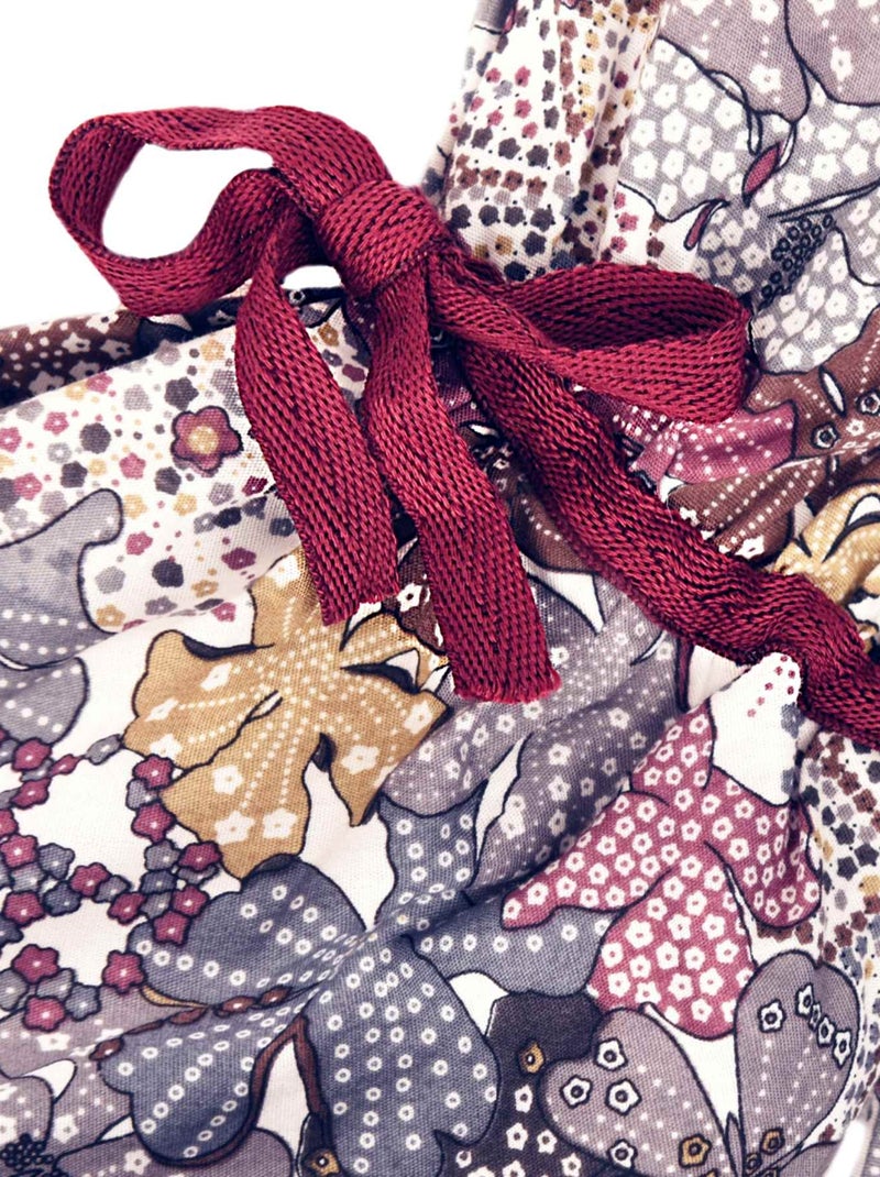 Blouse Fleurie Intersaison   Fleurie    Col Smocks  CHIMENE - La Faute à Voltaire Bleu Bordeaux Gris - Kiabi