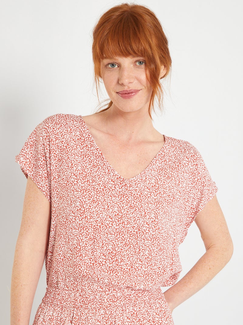 Blouse fleurie 'Jacqueline de Yong' Blanc/Terracotta - Kiabi