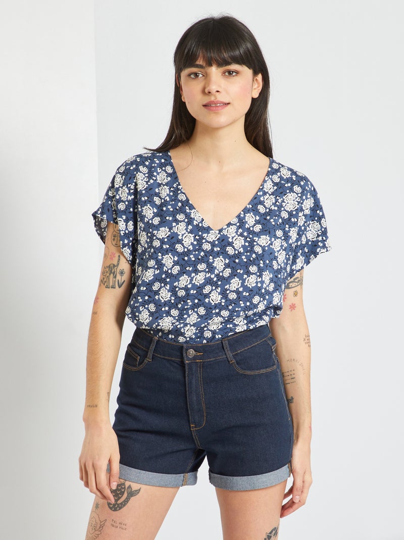 Blouse fleurie 'Jacqueline de Yong' Bleu - Kiabi