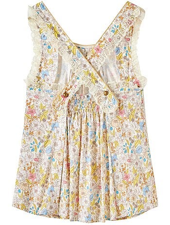 Blouse Fleurie Liberty à Bretelles Croisées ANAÏS - La Faute à Voltaire