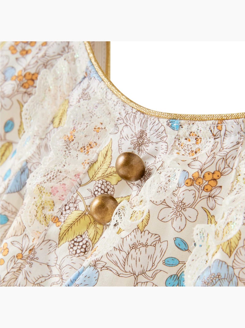 Blouse  Fleurie Liberty   à Bretelles Croisées  ANAÏS - La Faute à Voltaire Blanc/Jaune/Rose - Kiabi