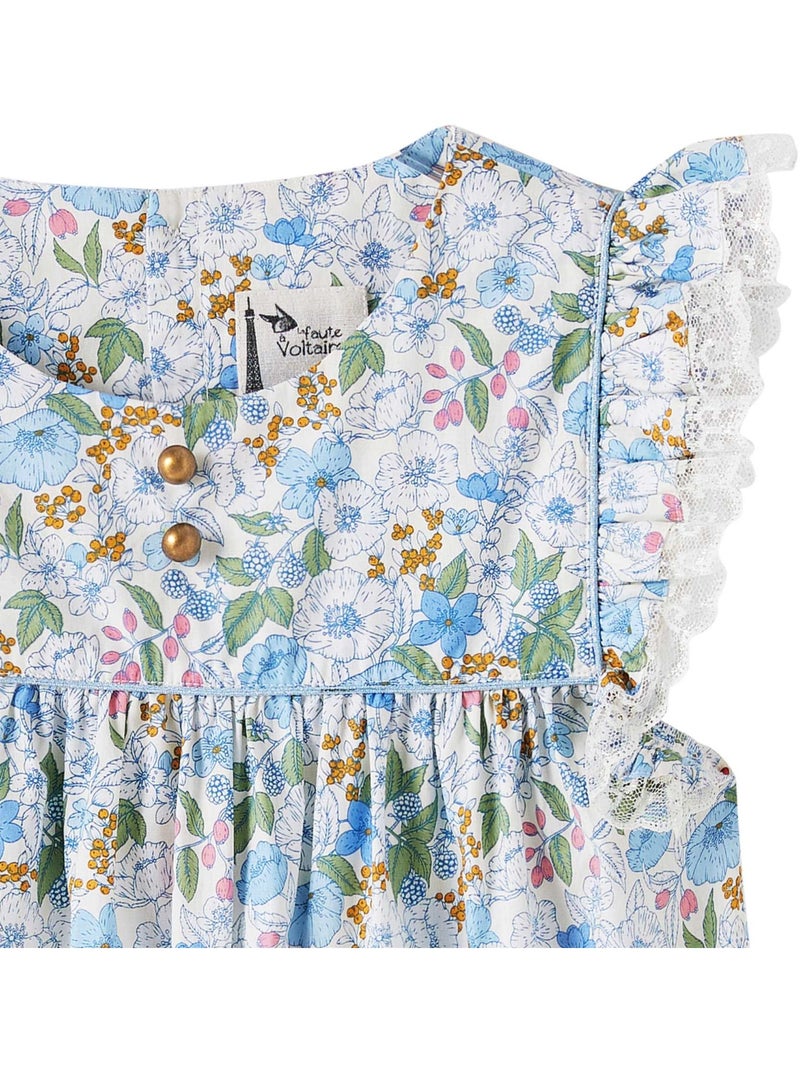 Blouse  Fleurie Liberty   à Volants  APPOLINE - La Faute à Voltaire Bleu - Kiabi
