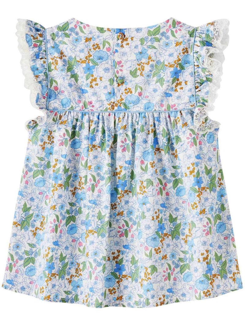 Blouse  Fleurie Liberty   à Volants  APPOLINE - La Faute à Voltaire Bleu - Kiabi