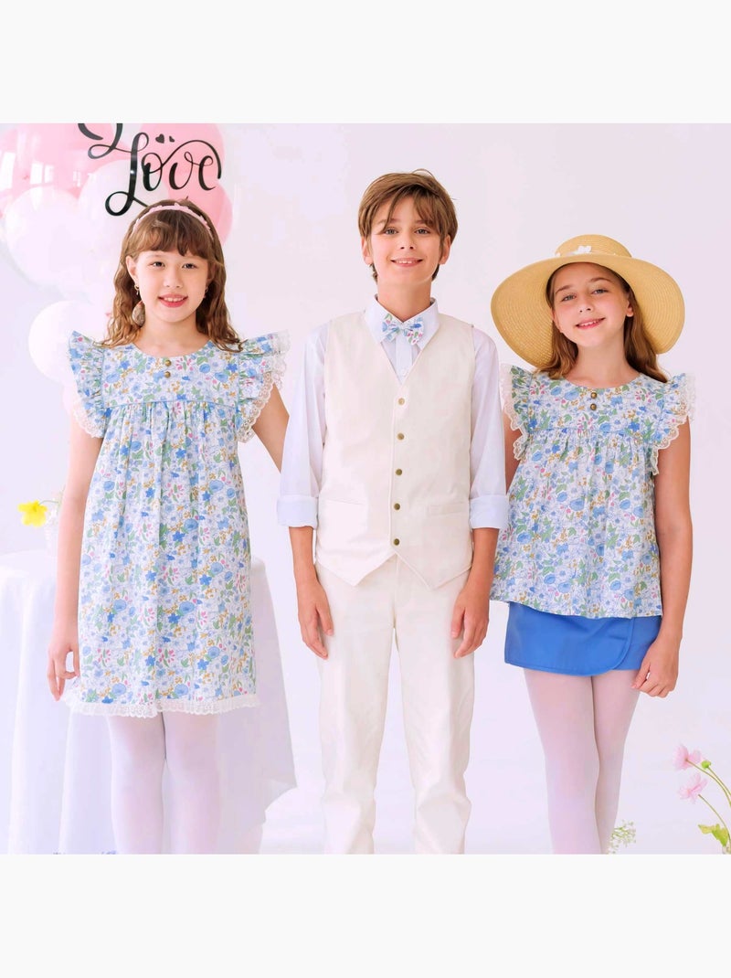 Blouse  Fleurie Liberty   à Volants  APPOLINE - La Faute à Voltaire Bleu - Kiabi