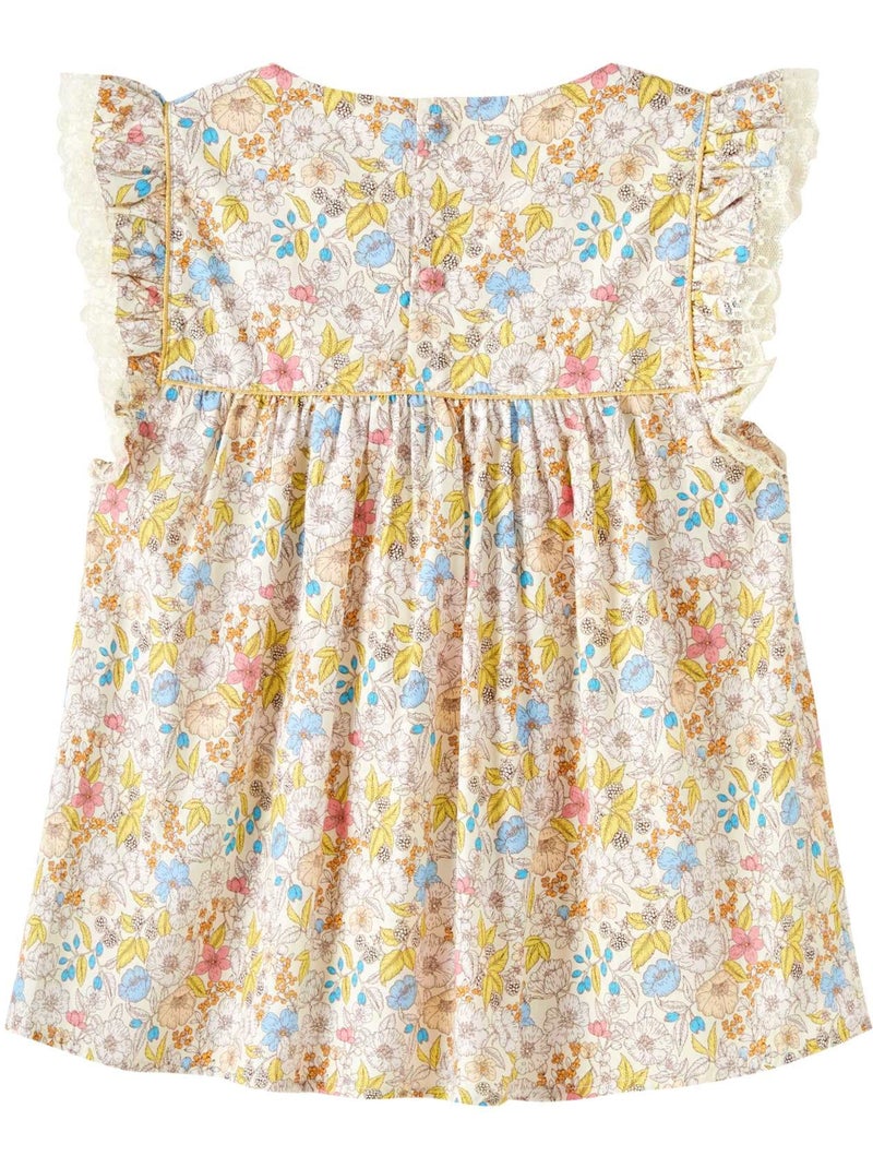 Blouse Fleurie  Liberty     APPOLINE - La Faute à Voltaire Blanc/Jaune/Rose - Kiabi