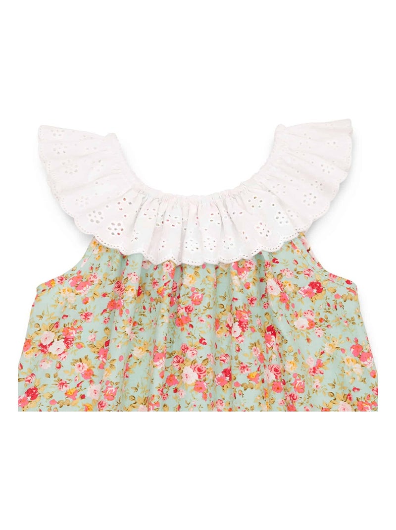 Blouse Fleurie Liberty Été      Col 2-en-1  AURORE - La Faute à Voltaire Vert d'eau - Kiabi