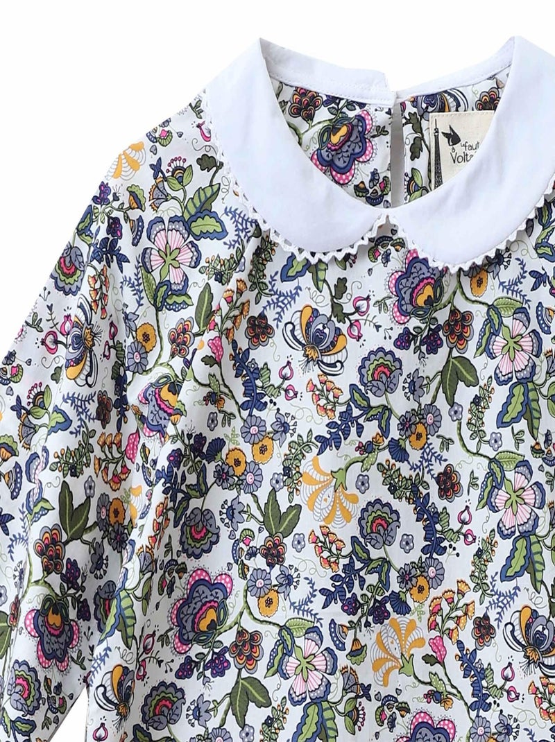 Blouse Fleurie Liberty Multicolore pour Fille  Col CLAUDINE - 'LA FAUTE A VOLTAIRE' Multicolore - Kiabi
