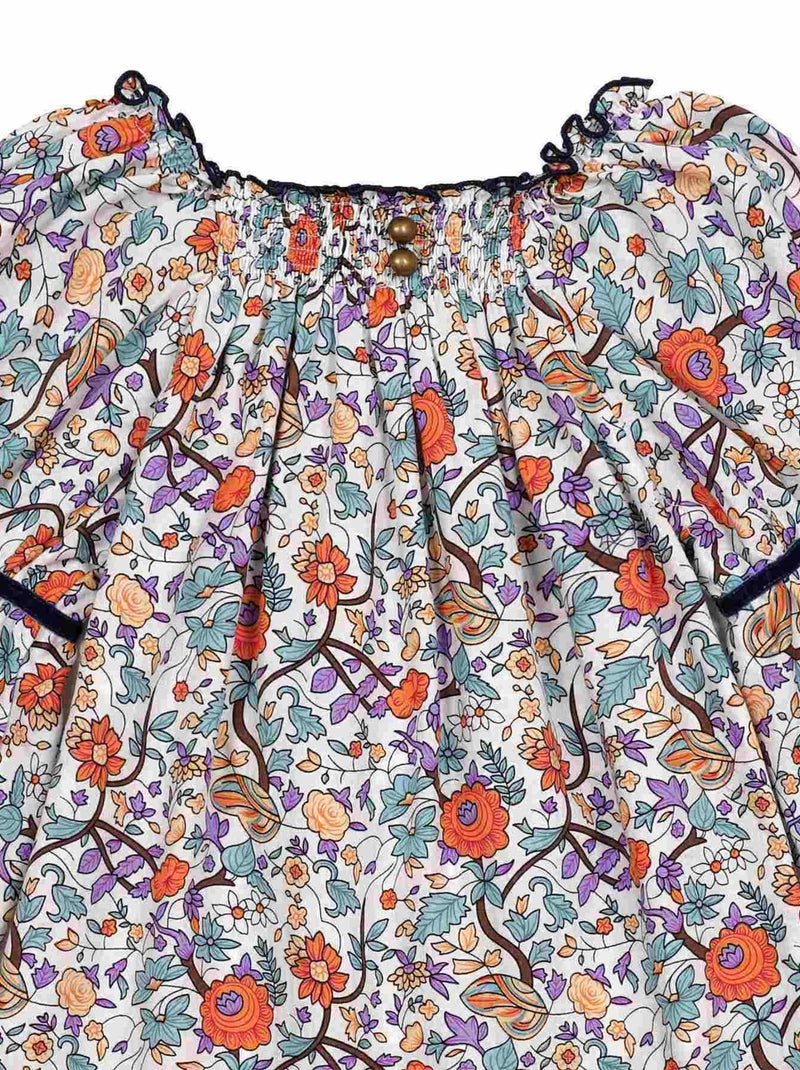 Blouse Fleurie Liberty Orange Lilas Fille  CHIMENE - 'LA FAUTE A VOLTAIRE' Orange - Kiabi
