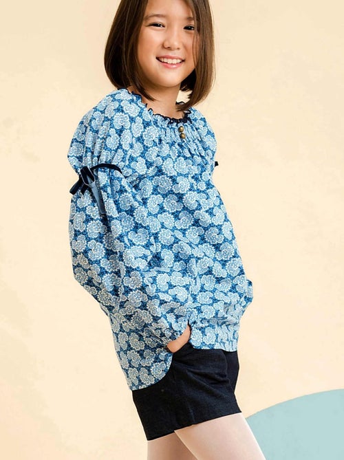 Blouse Fleurie  Roi Fille  Col Smocks  CHIMENE - La Faute à Voltaire - Kiabi