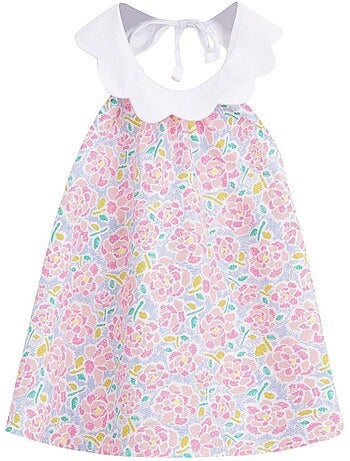 Blouse Fleurie Rose Pâle Été Fille Col Forme Pétales Tulipe - 'LA FAUTE A VOLTAIRE'
