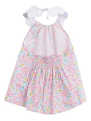 Blouse Fleurie Rose Pâle Été Fille Col Forme Pétales Tulipe - 'LA FAUTE A VOLTAIRE'