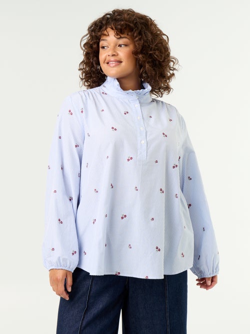 Blouse fleurs brodées avec col montant - Kiabi Blouse fleurs brodées avec col montant - Kiabi