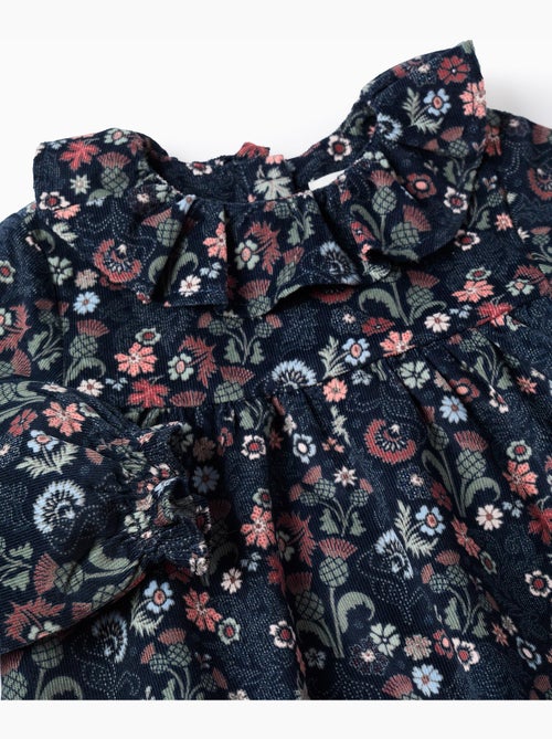 Blouse Floral en Velours Côtelé - Kiabi