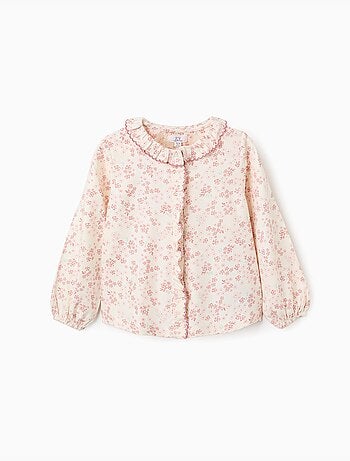 Blouse florale à manches longues et volants