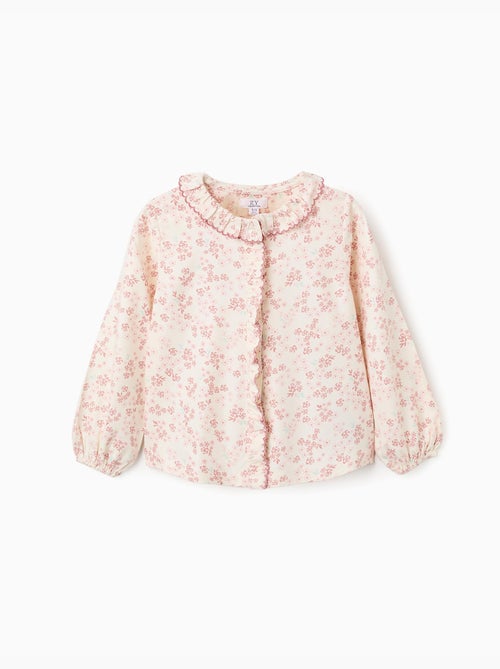 Blouse florale à manches longues et volants - Kiabi