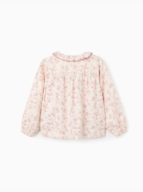 Blouse florale à manches longues et volants - Kiabi