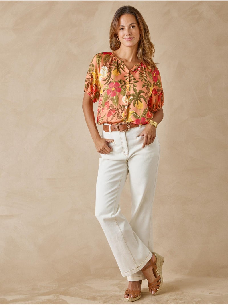 Blouse fluide - DAXON Vert/Orange - Kiabi