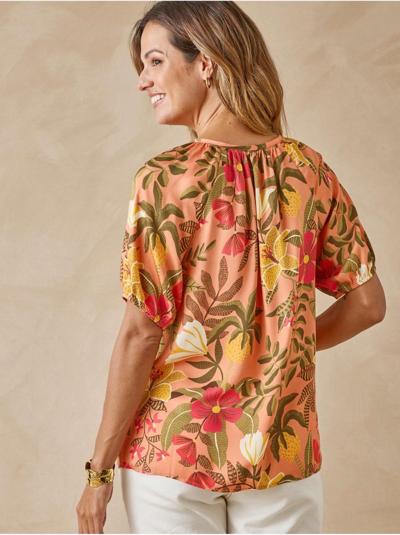 Blouse fluide - DAXON Vert/Orange - Kiabi