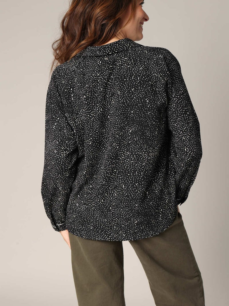 Blouse fluide à imprimé abstrait
 'Deeluxe' Noir - Kiabi