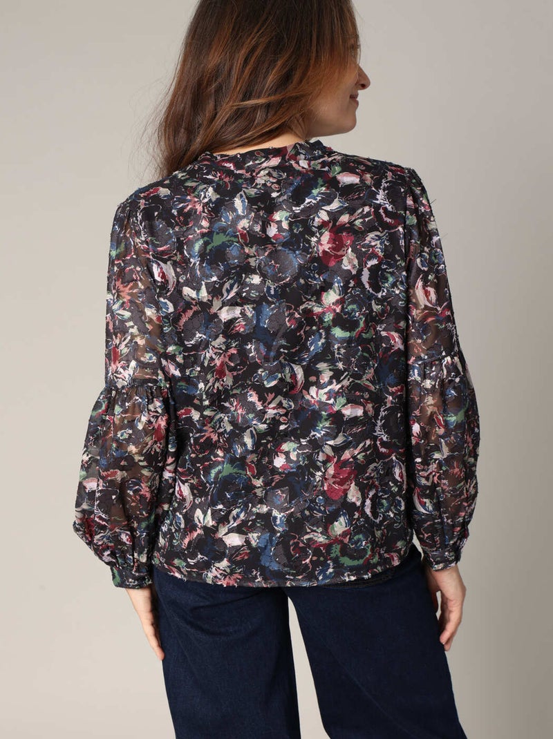 Blouse fluide à imprimé floral 'Deeluxe' Noir - Kiabi