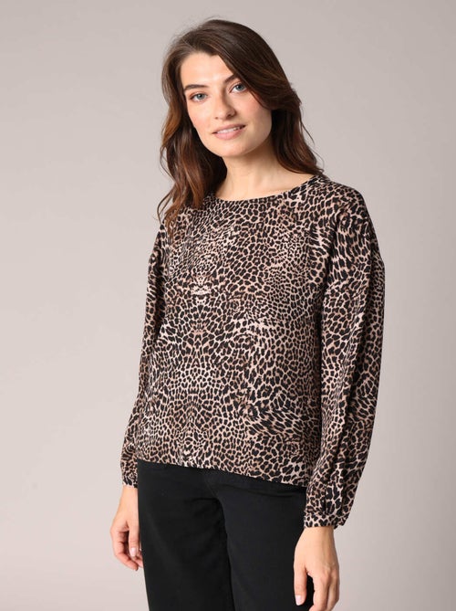 Blouse fluide à imprimé léopard 'Deeluxe' - Kiabi