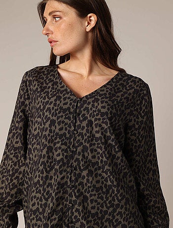 Blouse fluide à imprimé léopard et col en V 'Deeluxe'