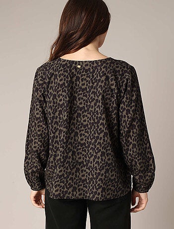 Blouse fluide à imprimé léopard et col en V 'Deeluxe'