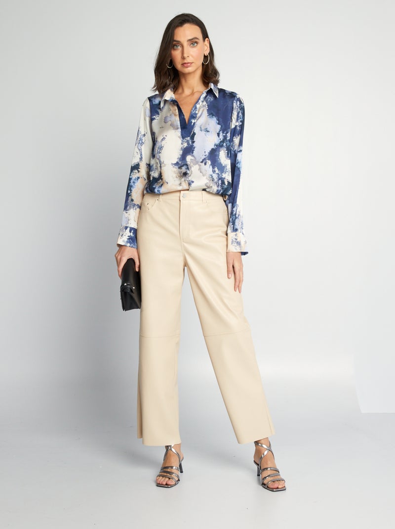 Blouse fluide à manches longues Bleu - Kiabi