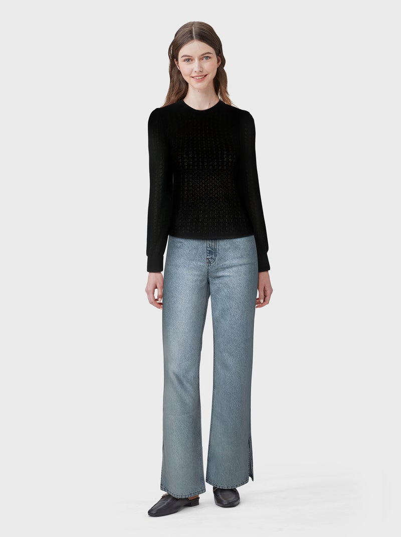 Blouse fluide à manches longues noir - Kiabi