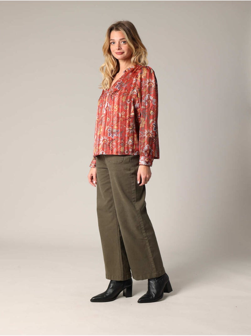 Blouse fluide à motif floral 'deeluxe' Orange - Kiabi