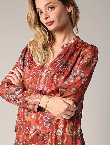 Blouse fluide à motif floral 'Deeluxe'