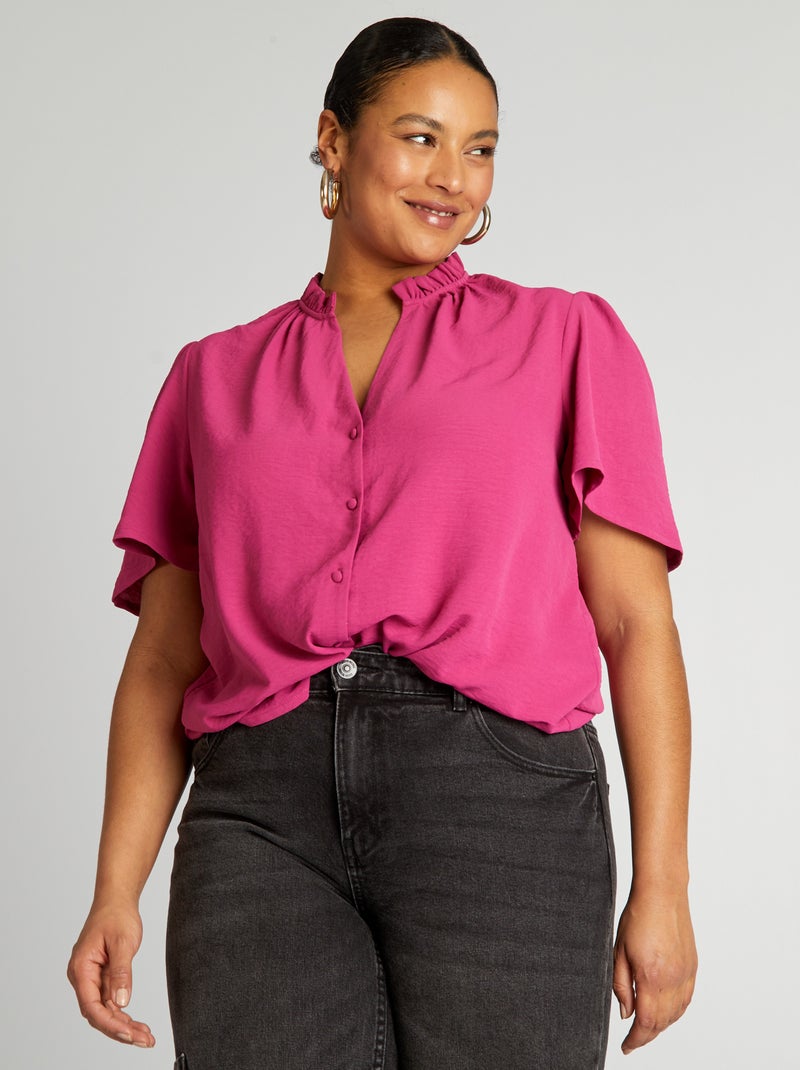 Blouse fluide avec col frill Rose - Kiabi